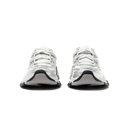 Silver Sculpted-Panel Chunky Runner Sneakers