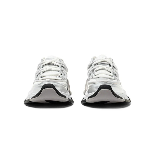 Silver Sculpted-Panel Chunky Runner Sneakers