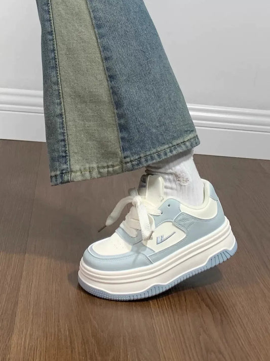 Contrast-Sole Platform Sneakers