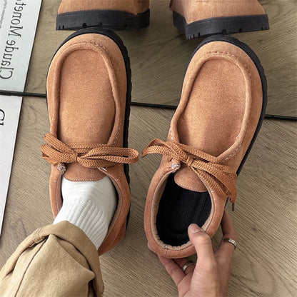 Square-Toe Suede Lace-Up Shoes