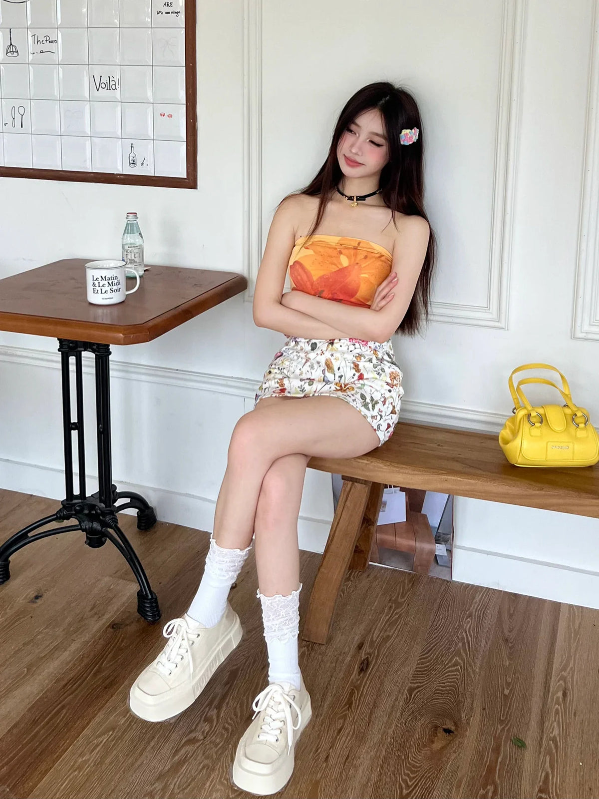 Square-Toe Platform Canvas Sneakers