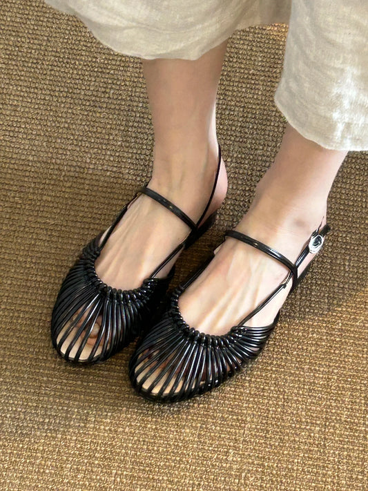 Woven Caged Mary Jane Sandals