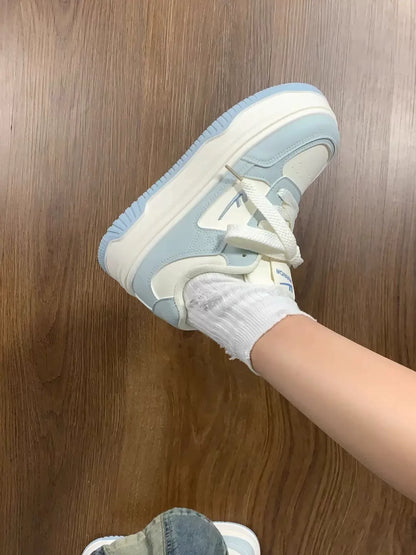 Contrast-Sole Platform Sneakers