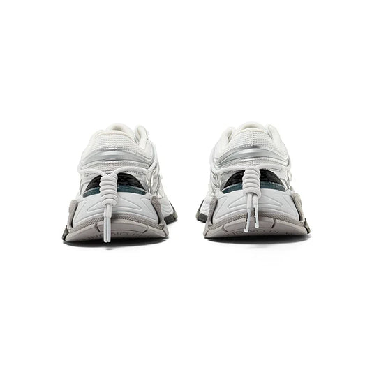 Silver Sculpted-Panel Chunky Runner Sneakers
