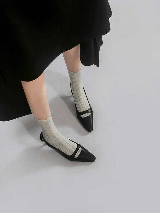 Square-Toe Strap Slingback Heels