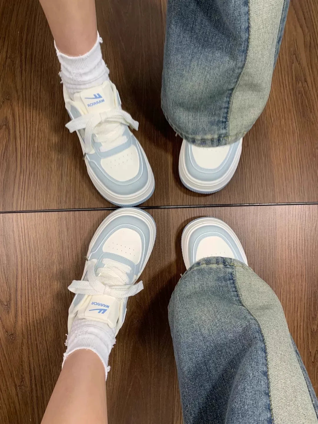 Contrast-Sole Platform Sneakers