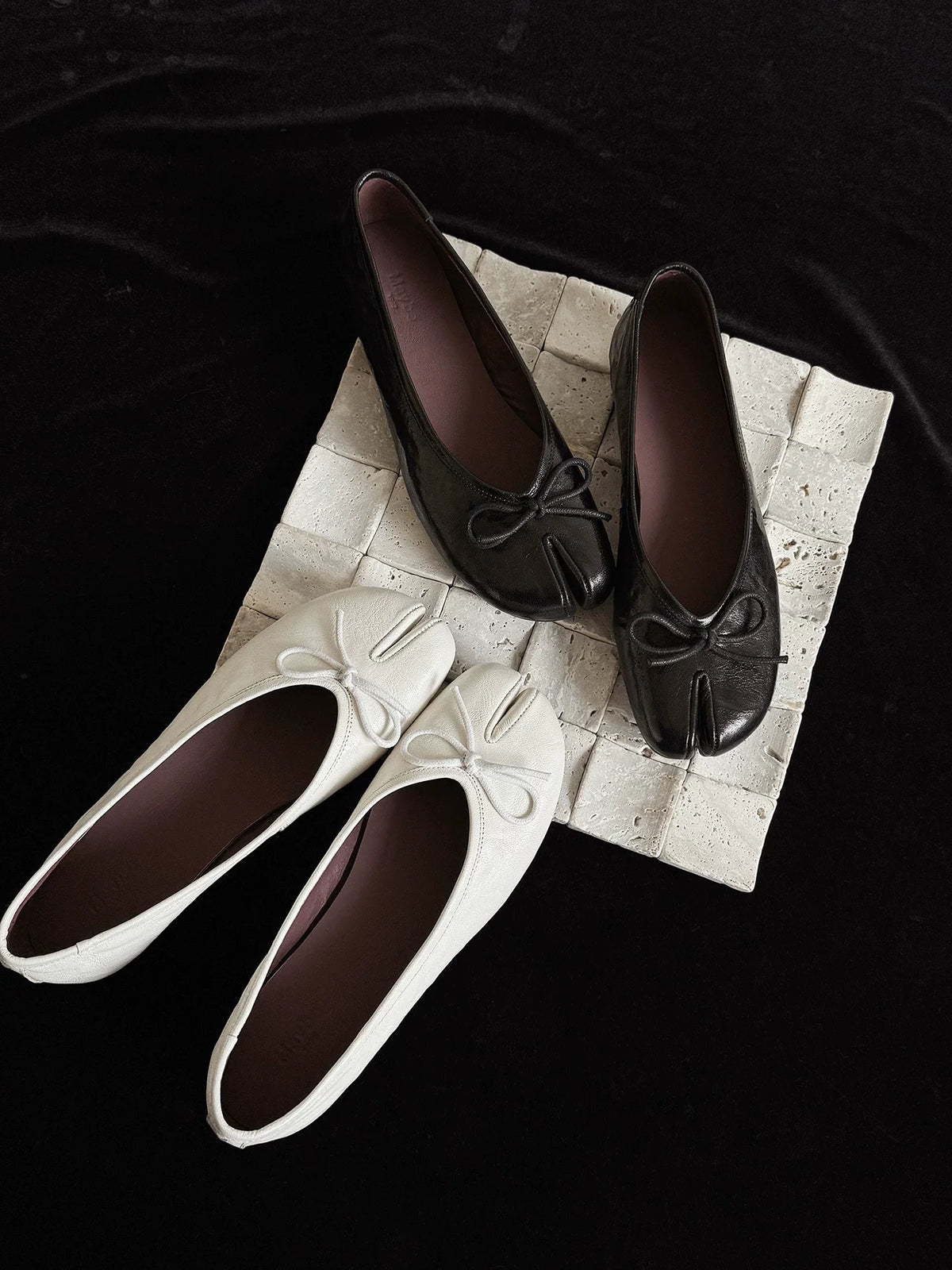 Split-Toe Leather Ballet Flats