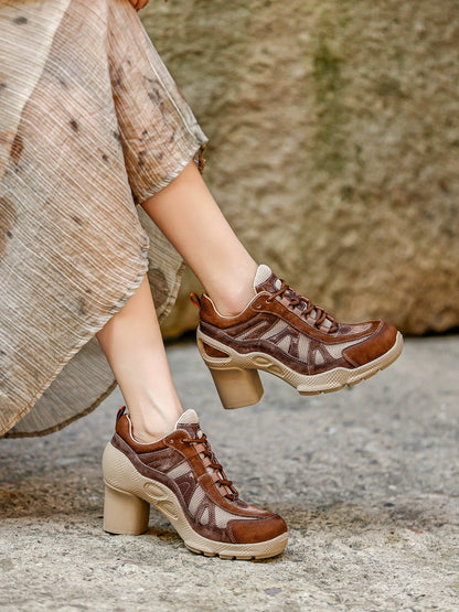 Retro Panel Chunky-Heel Sneakers