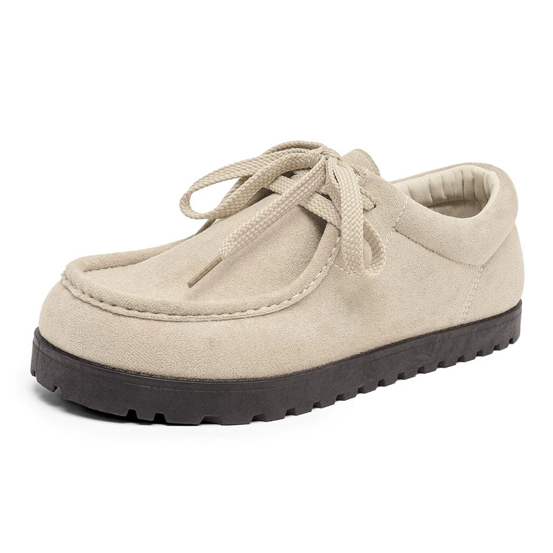 Square-Toe Suede Lace-Up Shoes