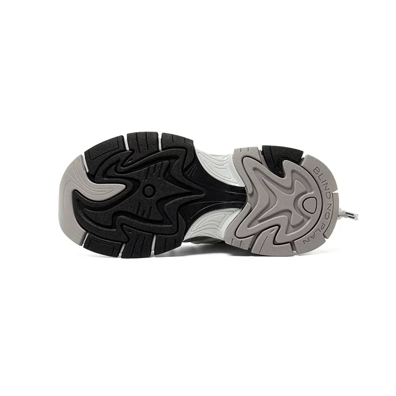 Silver Sculpted-Panel Chunky Runner Sneakers