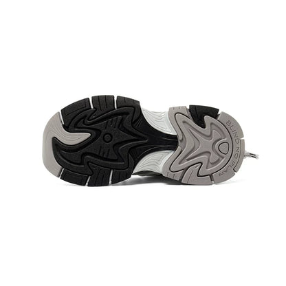 Silver Sculpted-Panel Chunky Runner Sneakers