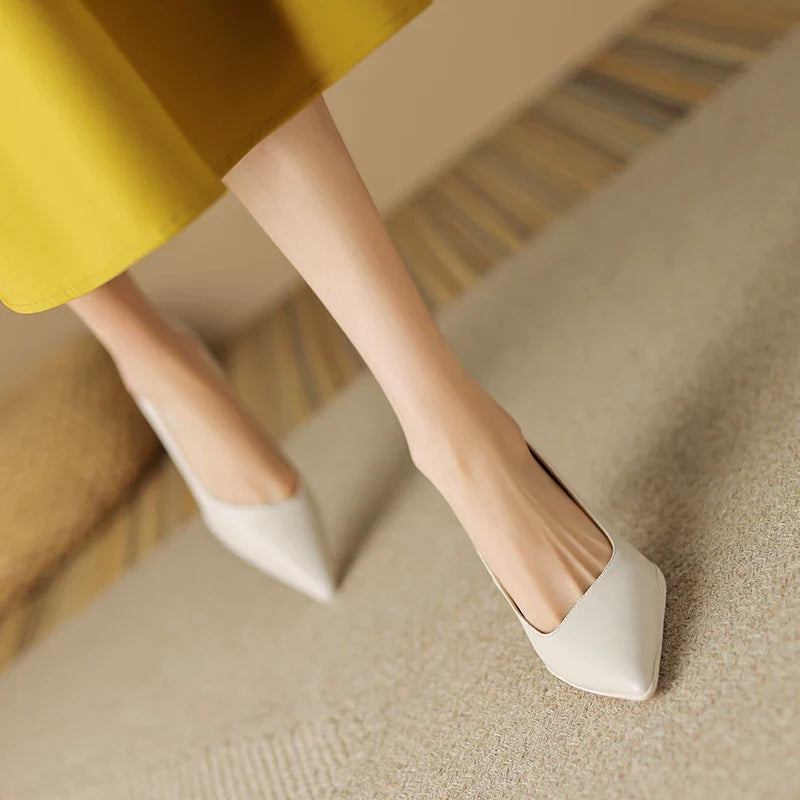 Soft-Leather Point-Toe Kitten Heels