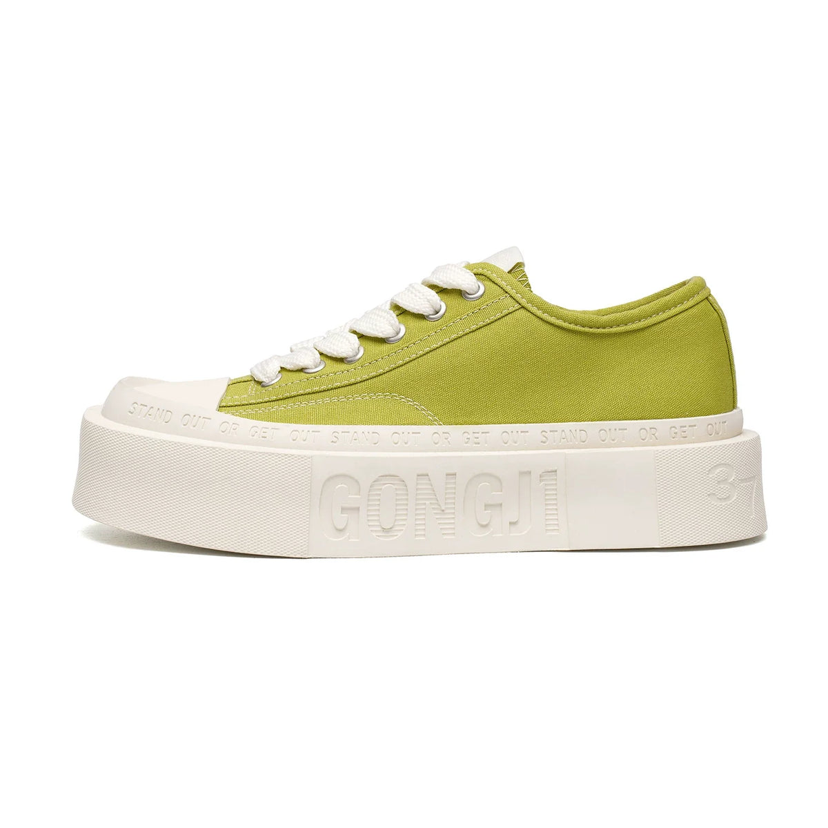 Square-Toe Platform Canvas Sneakers
