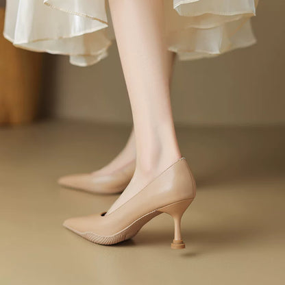 Soft-Leather Point-Toe Kitten Heels