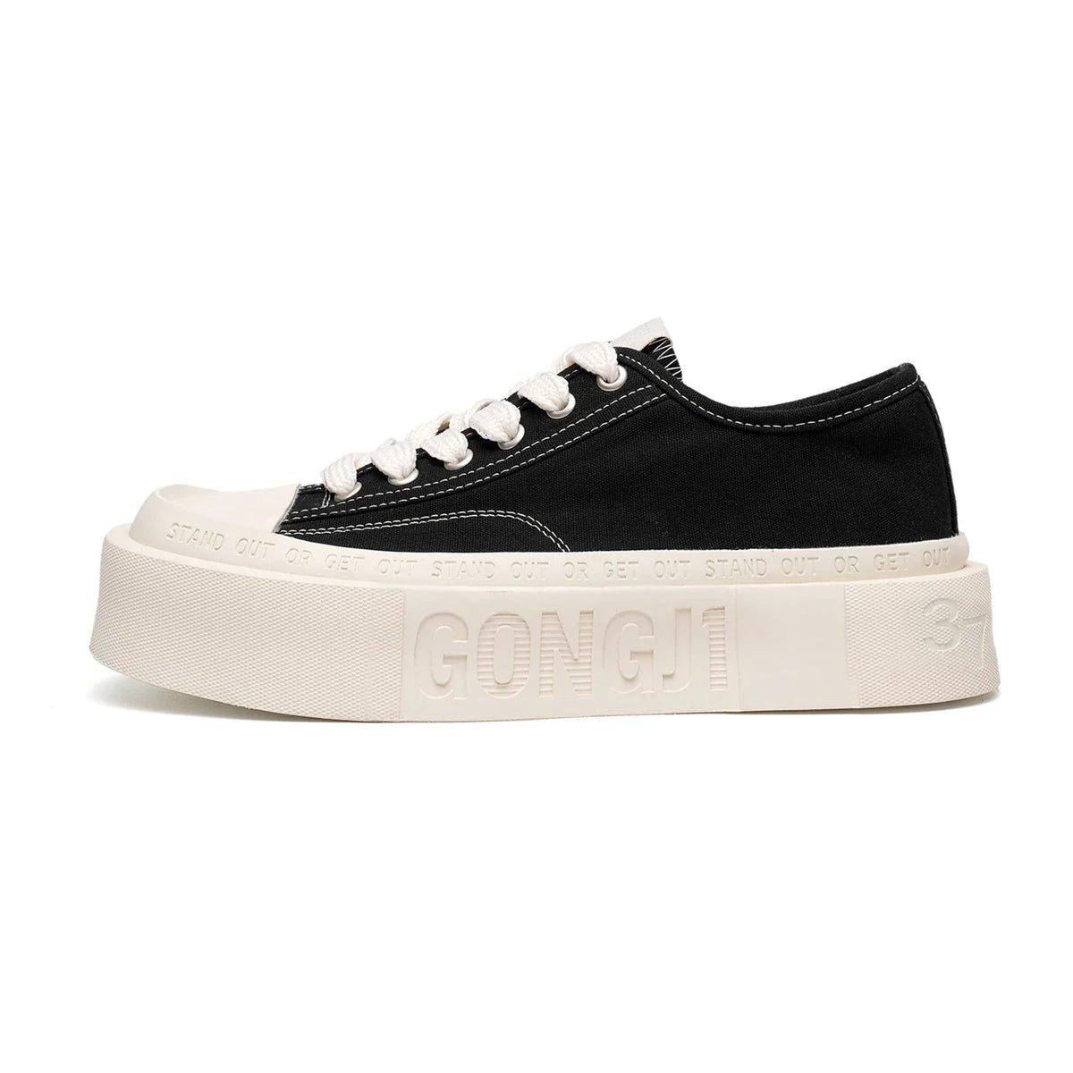 Square-Toe Platform Canvas Sneakers
