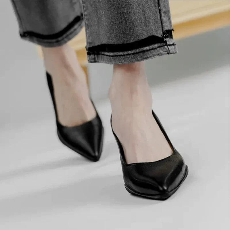 Soft-Leather Point-Toe Kitten Heels