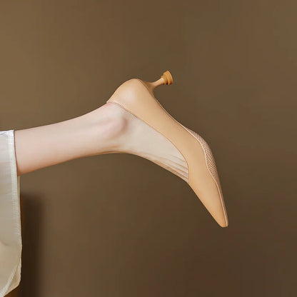 Soft-Leather Point-Toe Kitten Heels