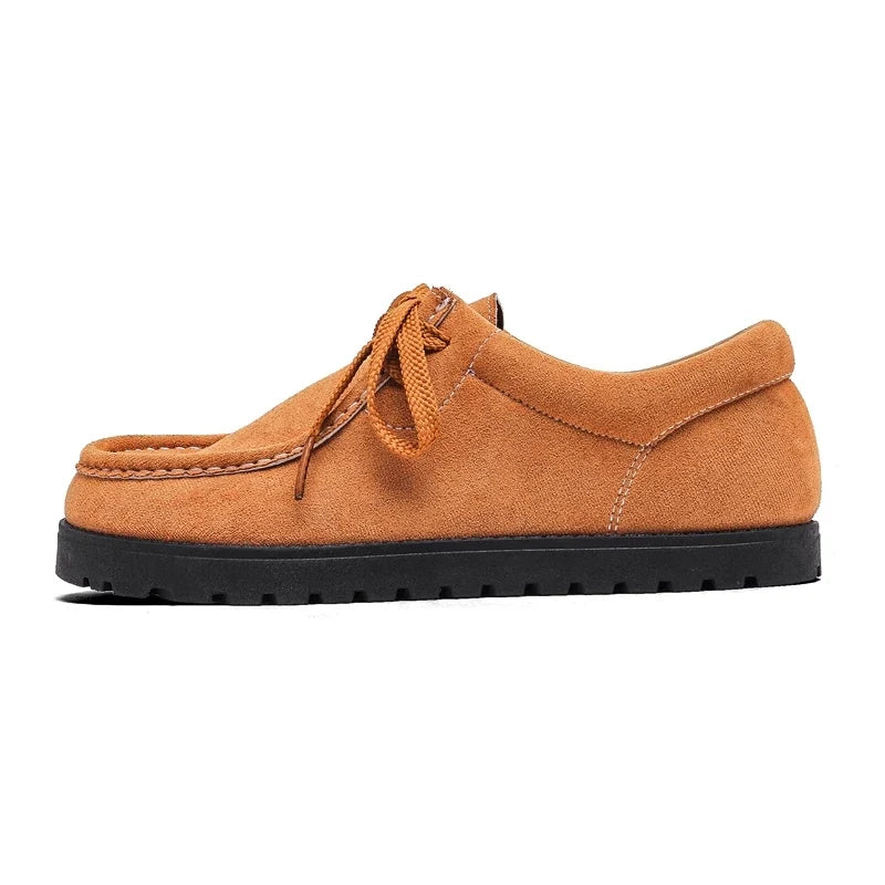 Square-Toe Suede Lace-Up Shoes
