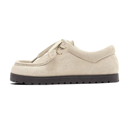 Square-Toe Suede Lace-Up Shoes