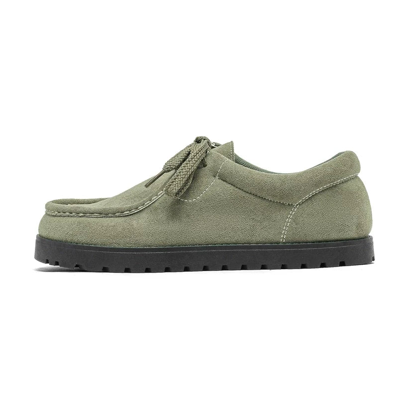 Square-Toe Suede Lace-Up Shoes