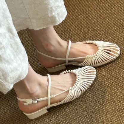 Woven Caged Mary Jane Sandals