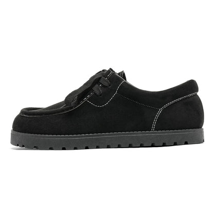 Square-Toe Suede Lace-Up Shoes