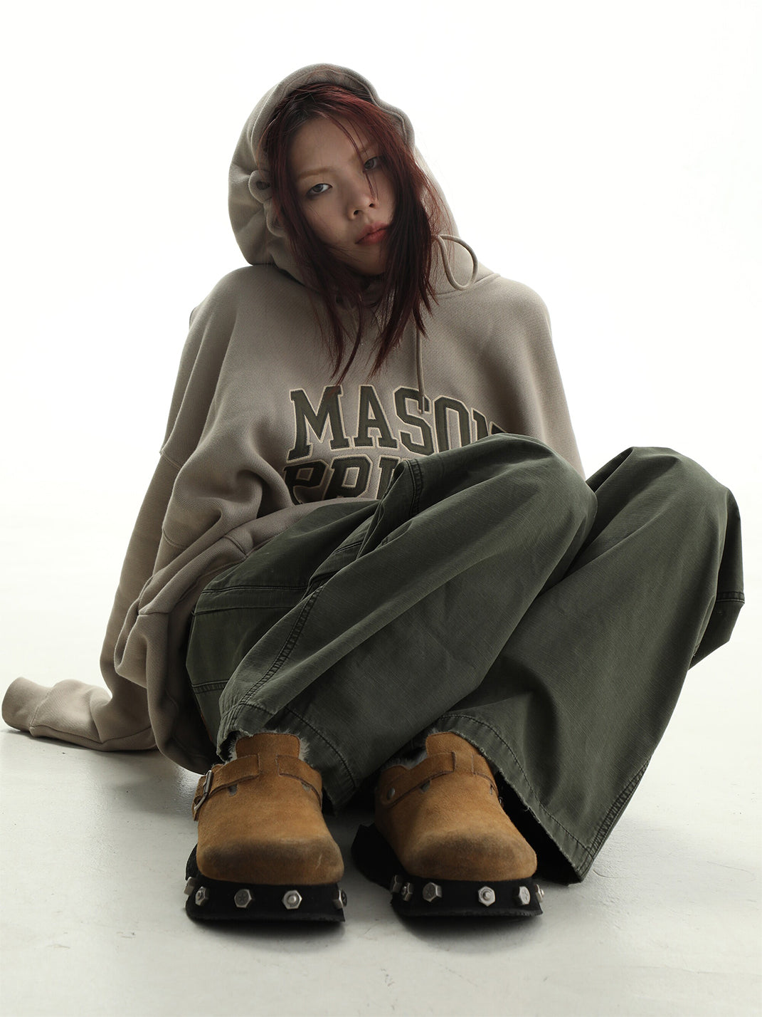 Frosted-Suede Thick-Sole Buckle Clogs