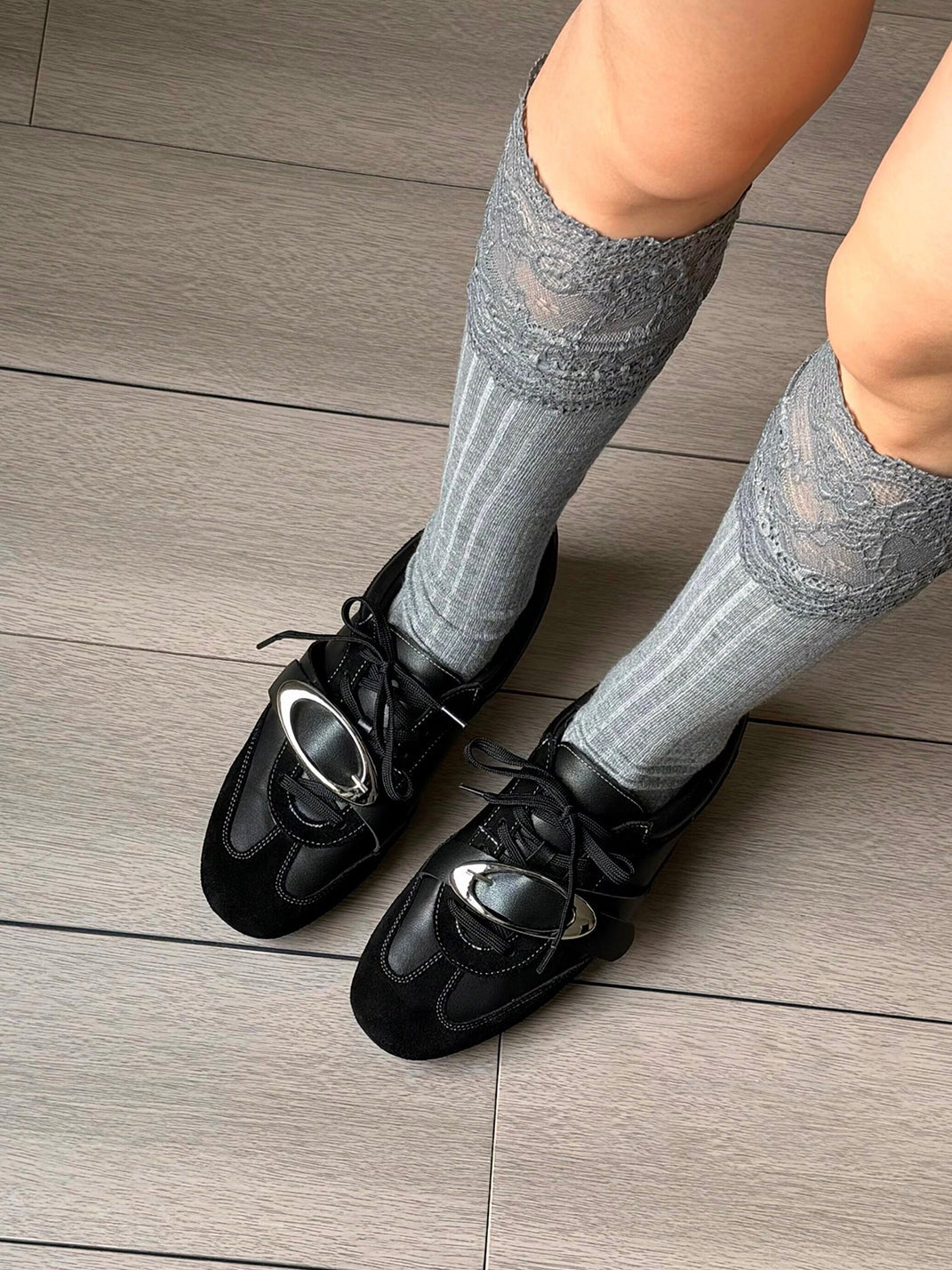 Metal-Panel Leather German Trainer Sneakers