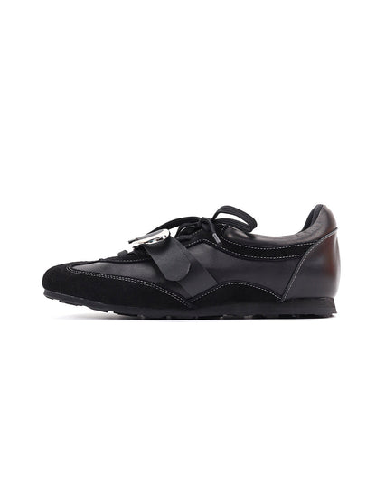 Metal-Panel Leather German Trainer Sneakers