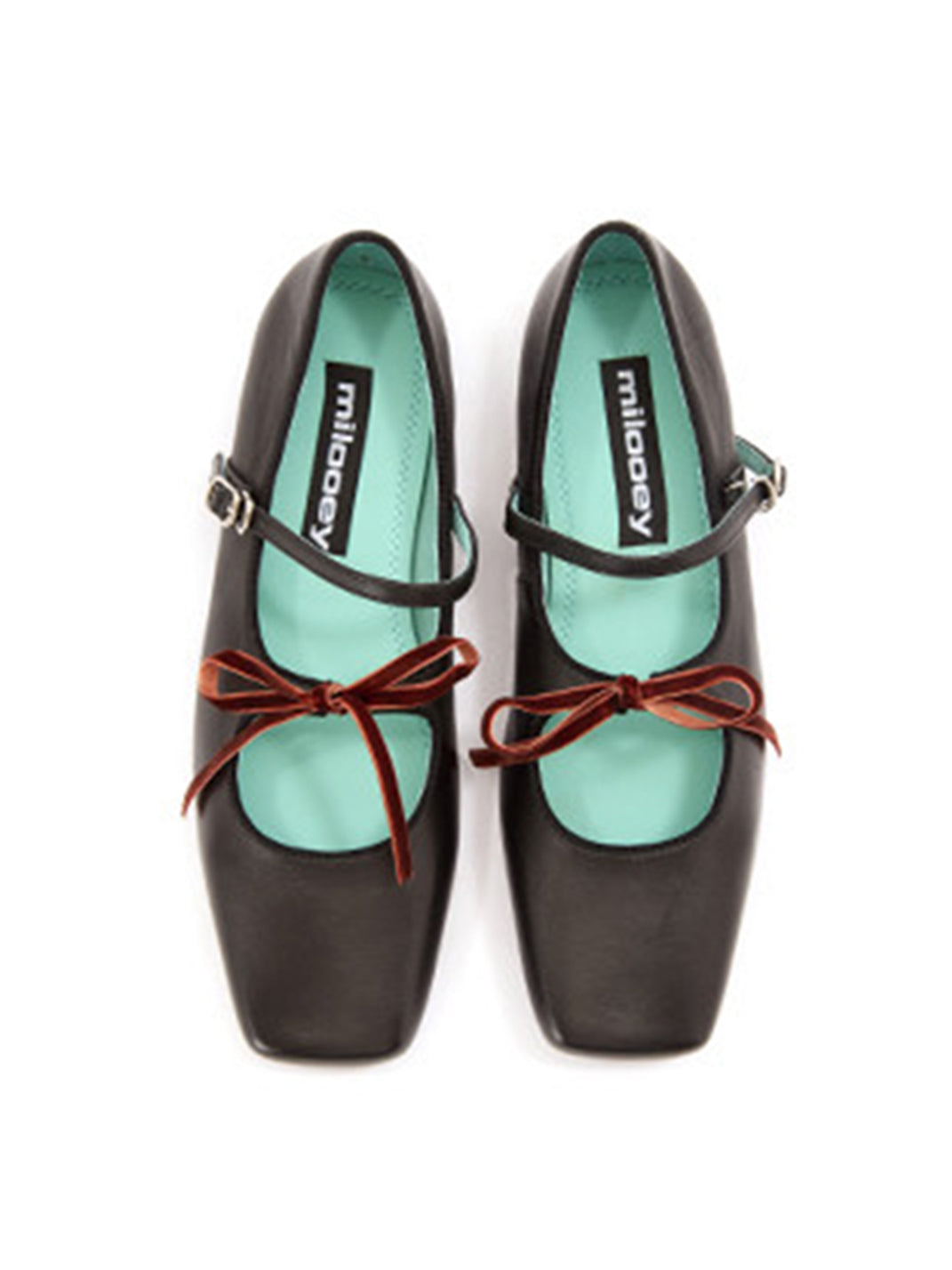 Metallic Double-Strap Square-Toe Ballet Flats