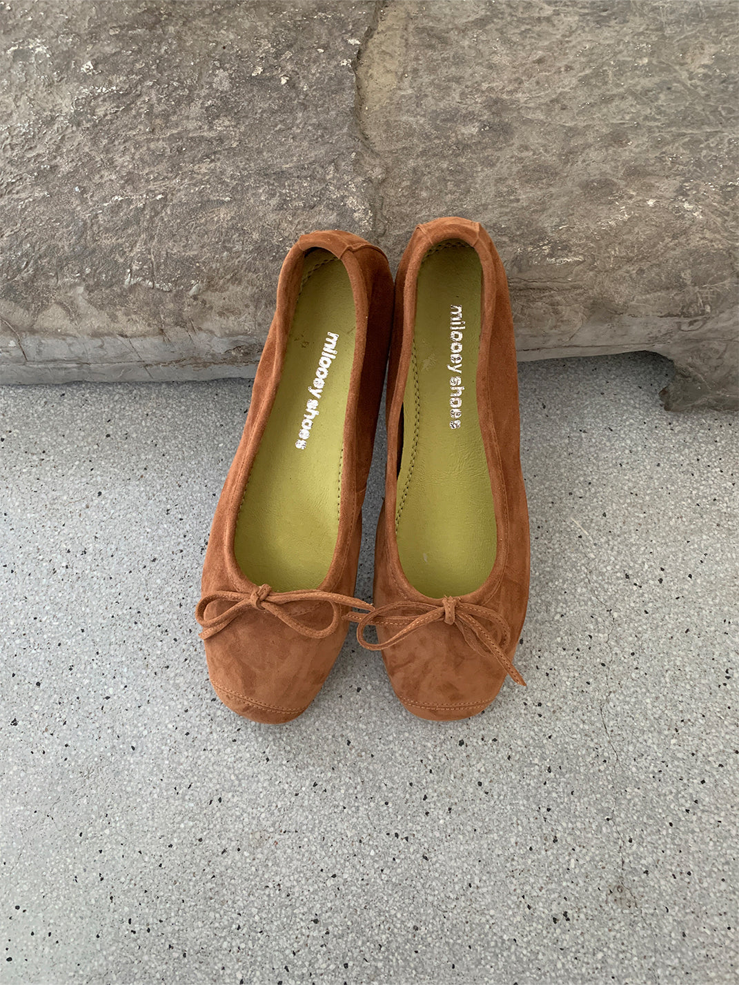 Square-Toe Metallic Bow Ballet Flats