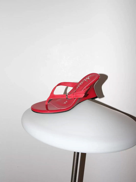Lambskin Thong Kitten-Heel Sandals