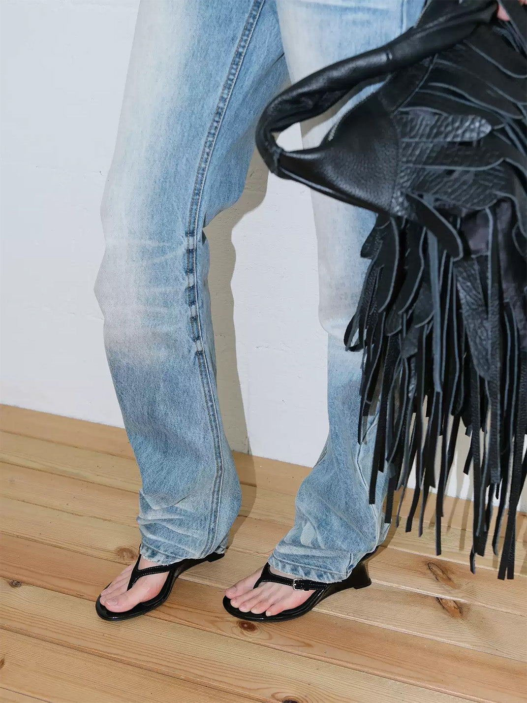Lambskin Thong Kitten-Heel Sandals
