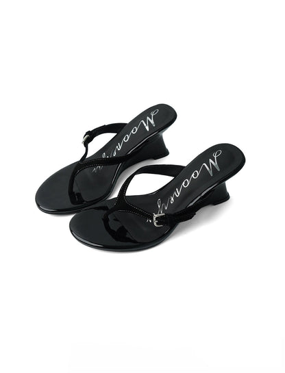 Lambskin Thong Kitten-Heel Sandals