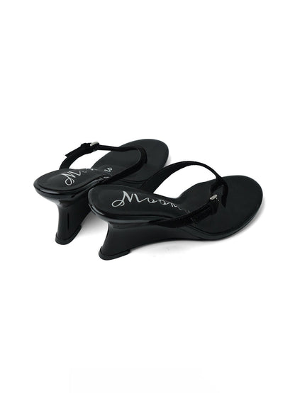 Lambskin Thong Kitten-Heel Sandals