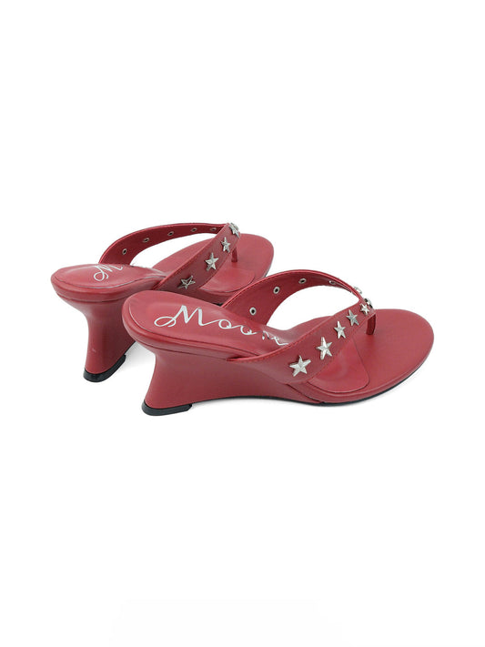 Studded Thong Kitten-Heel Sandals