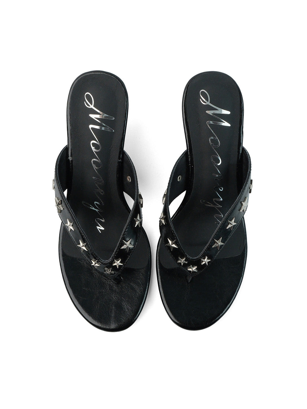 Studded Thong Kitten-Heel Sandals