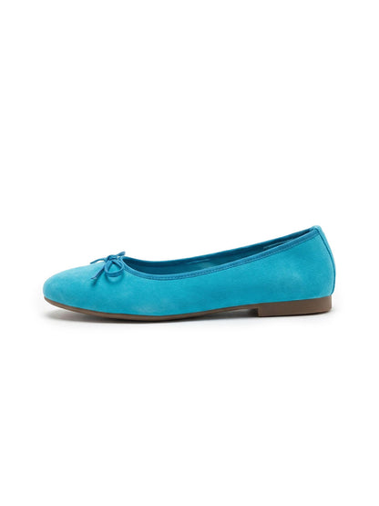 Turquoise Bow Soft Ballet Flats