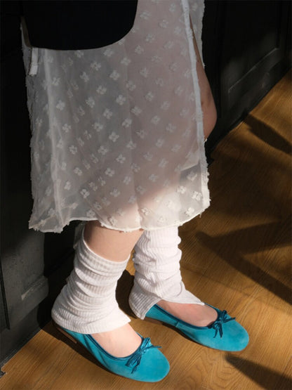 Turquoise Bow Soft Ballet Flats