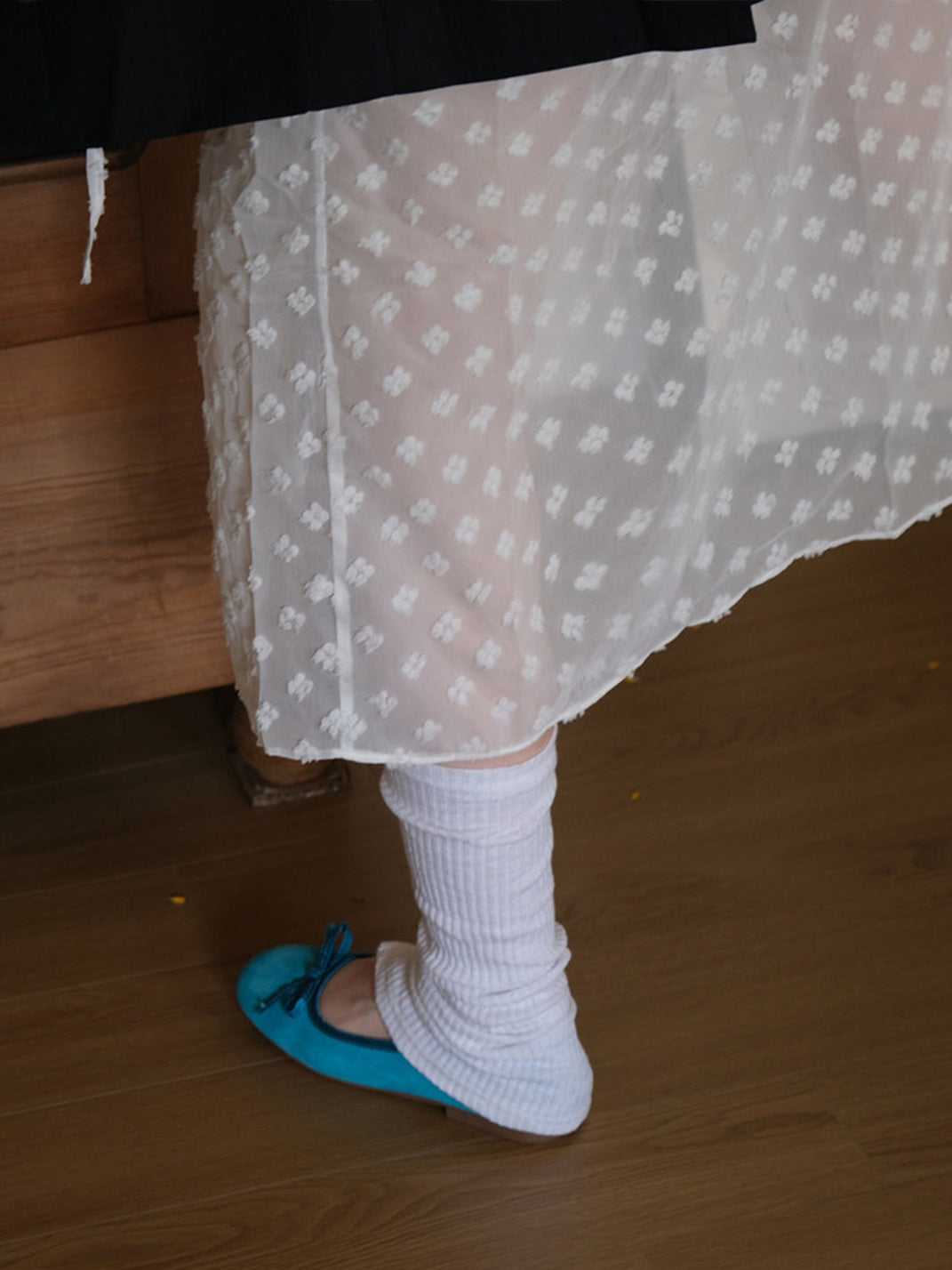 Turquoise Bow Soft Ballet Flats