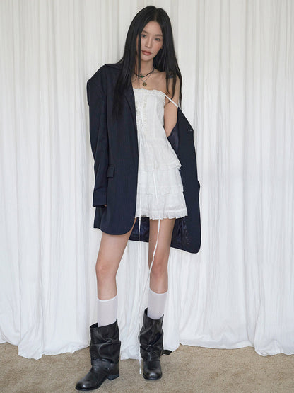 Ruched Buckle Mid-Calf Block-Heel Boots