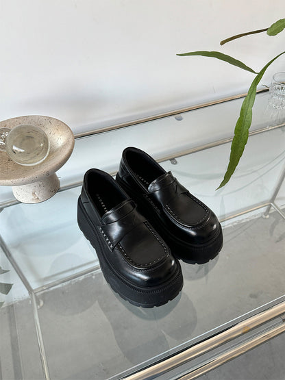 Rounded-Toe Chunky Platform Loafers