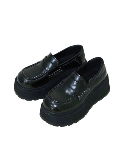 Rounded-Toe Chunky Platform Loafers