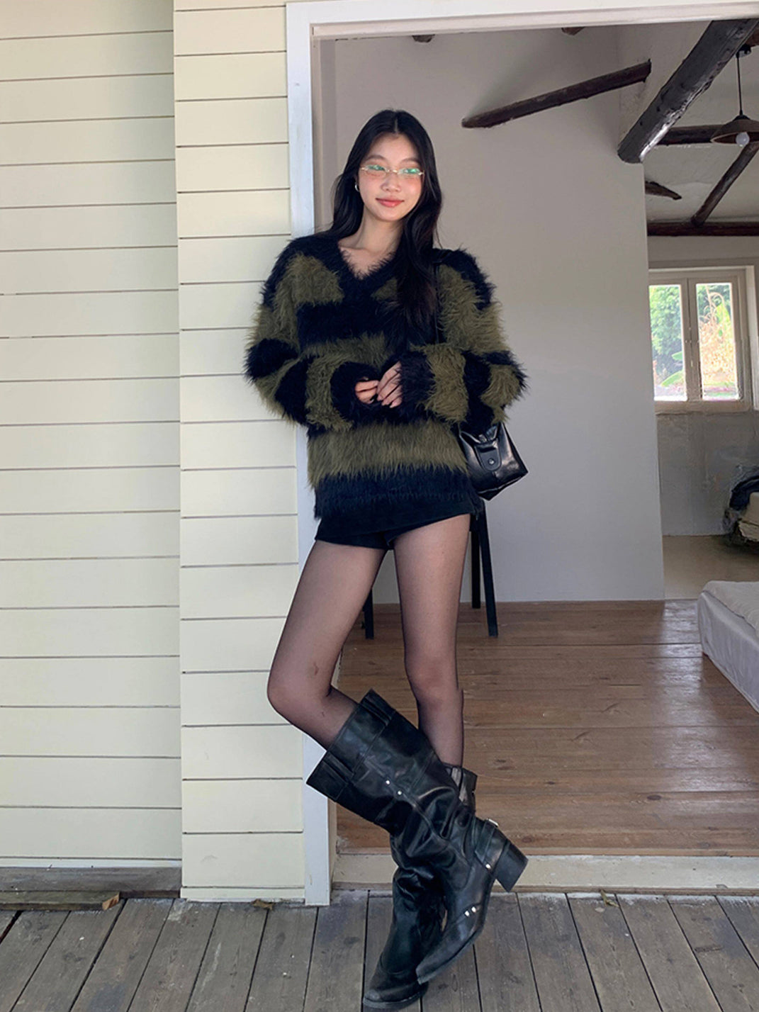 Wide-Calf Pointed-Toe Block-Heel Boots