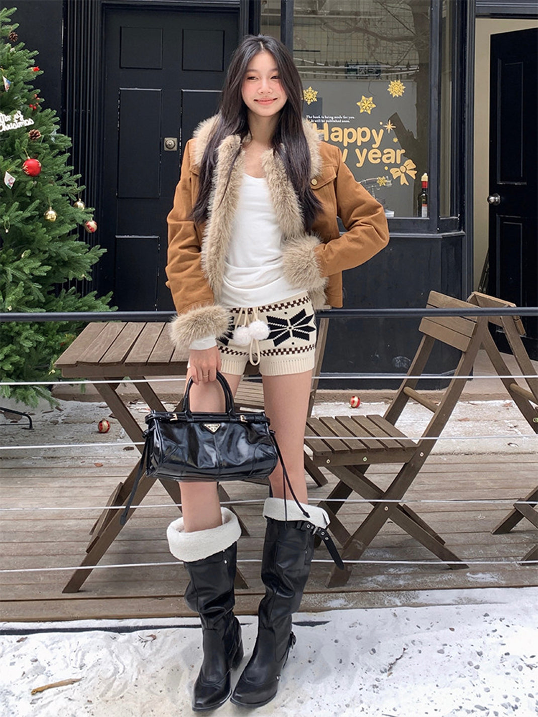 Wide-Calf Pointed-Toe Block-Heel Boots