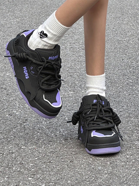 Purple Bat Graphic Platform Sneakers