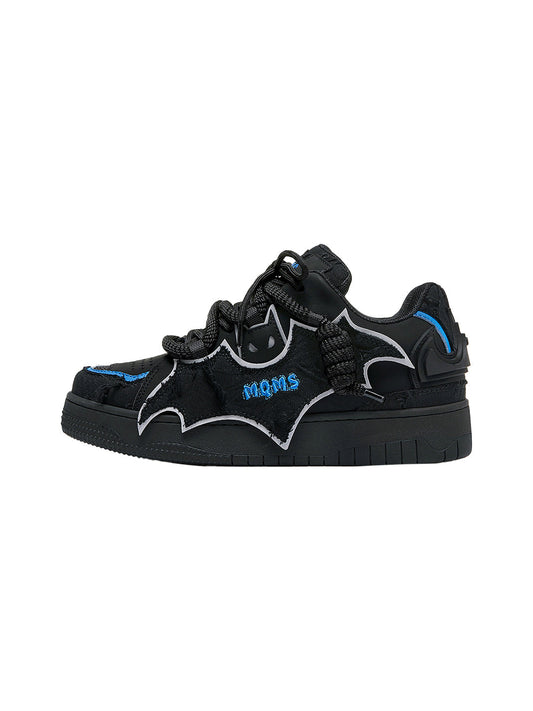 Black Bat-Panel Platform Sneakers