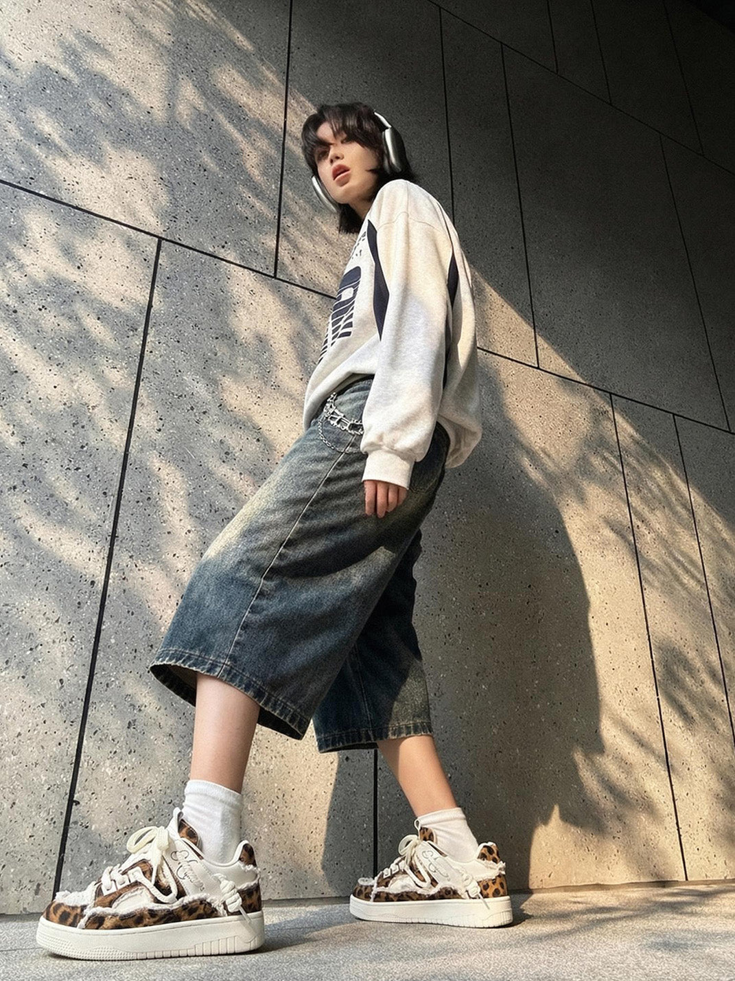 Leopard Deconstructed Platform Canvas Sneakers