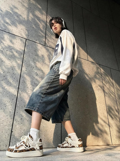 Leopard Deconstructed Platform Canvas Sneakers
