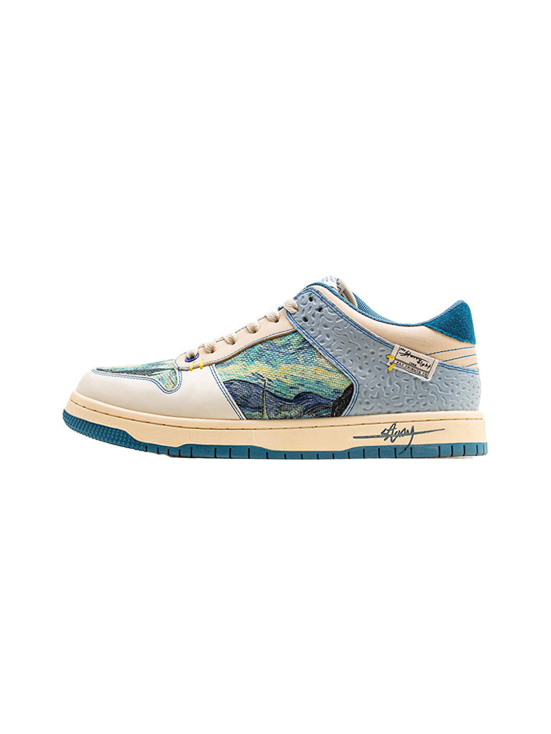 Landscape-Panel Retro Low-Top Skate Sneakers